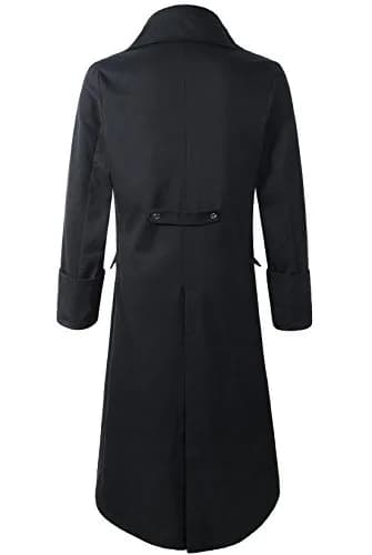 DarcChic Mens Gothic Tailcoat Jacket Black Steampunk VTG Victorian High Collar Coat (M, Black) | Classic Gothic Costume thumbnail 2