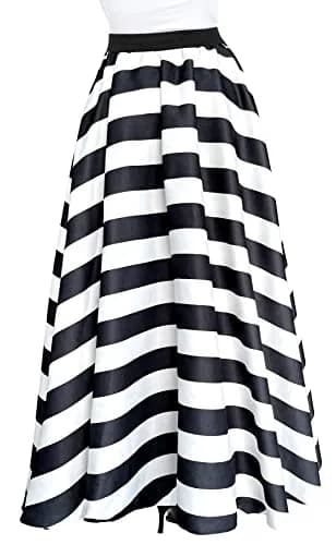 Afibi Women Chiffon Maxi Skirt High-Waist Floor Length Black | Casual Beach Maxi Skirt thumbnail 6