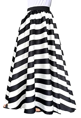 Afibi Women Chiffon Maxi Skirt High-Waist Floor Length Black | Casual Beach Maxi Skirt thumbnail 2