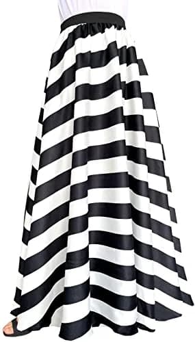 Afibi Women Chiffon Maxi Skirt High-Waist Floor Length Black | Casual Beach Maxi Skirt thumbnail 3