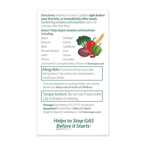 Beano Digestive Enzyme Gas Relief Tablets 150 Count (68 g) | Clinically Tested for Bloating & Discomfort thumbnail 7