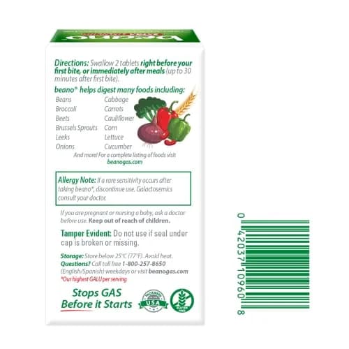 Beano Digestive Enzyme Gas Relief Tablets 150 Count (68 g) | Clinically Tested for Bloating & Discomfort thumbnail 8