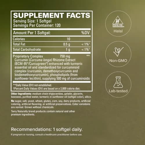 Terry Naturally CuraMed 750mg Softgel | Powerful Curcumin for Brain, Liver & Immunity Support thumbnail 5