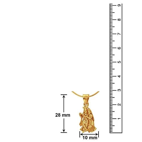 Mahi Women's Exa Collection Radha Krishna Gold Plated Pendant with Chain | Religious Jewelry for Women thumbnail 4