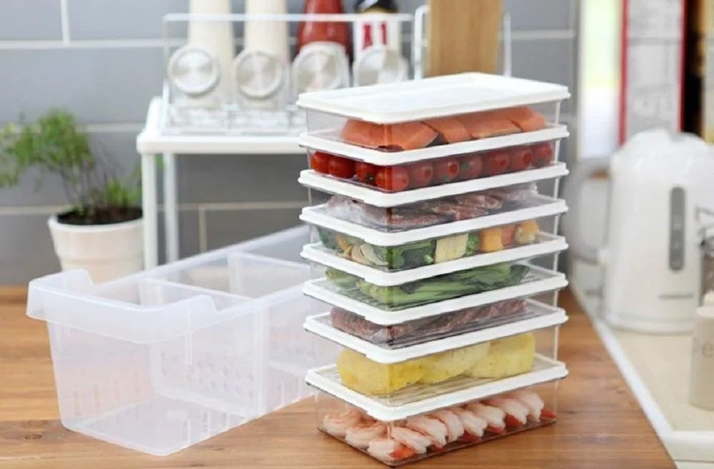 INNOVATION LIVING Food Storage Container Set of 9 | Large Fridge & Freezer Organizers with Lids — Transparent