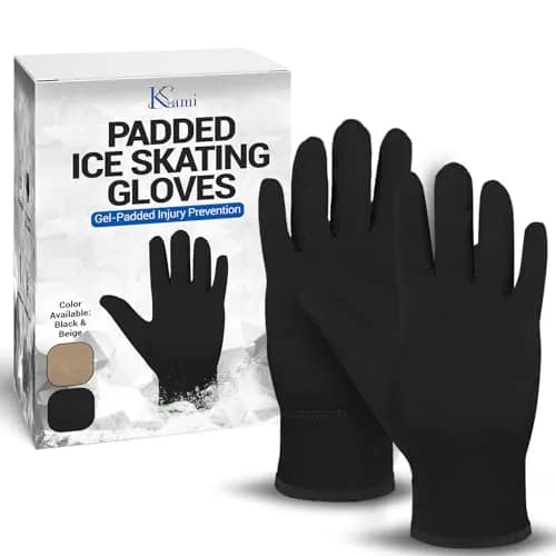 Kami-So Figure Skating Gloves for Competition | Gel Wrist Support | Thermal Padded Gloves, Black, Large thumbnail 1
