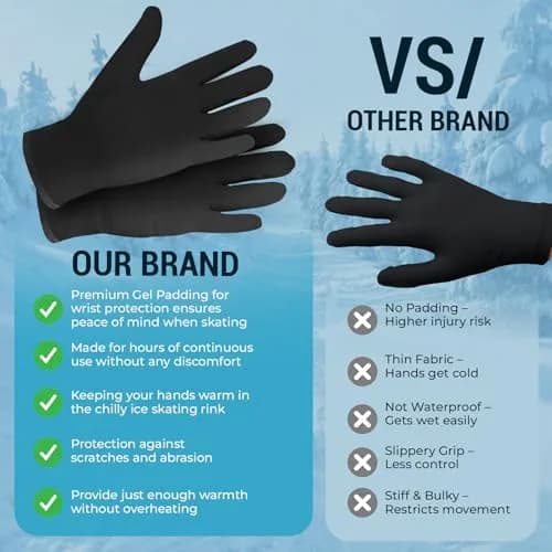 Kami-So Figure Skating Gloves for Competition | Gel Wrist Support | Thermal Padded Gloves, Black, Large thumbnail 5