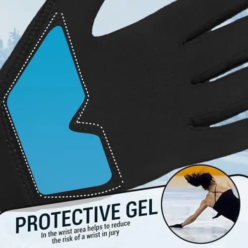 Kami-So Figure Skating Gloves for Competition | Gel Wrist Support | Thermal Padded Gloves, Black, Large thumbnail 6