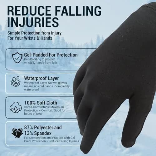 Kami-So Figure Skating Gloves for Competition | Gel Wrist Support | Thermal Padded Gloves, Black, Large thumbnail 2