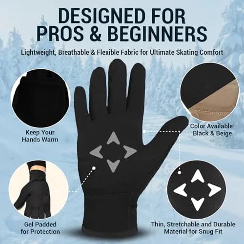 Kami-So Figure Skating Gloves for Competition | Gel Wrist Support | Thermal Padded Gloves, Black, Large thumbnail 3