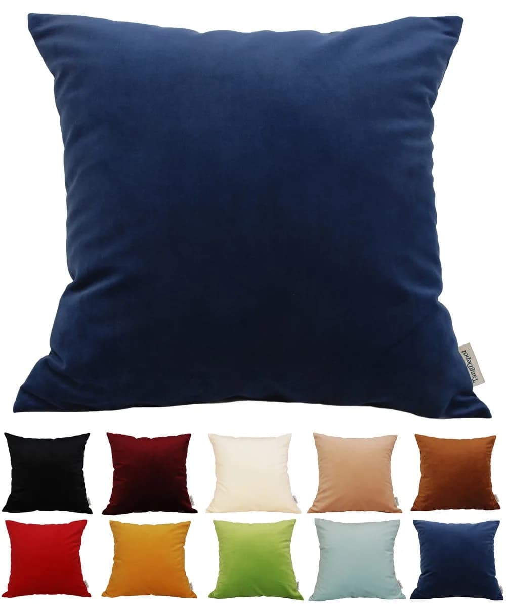 TangDepot Super Soft Velvet Throw Pillow Cover 14x14 Navy Blue | Luxurious Plush Texture for Home Comfort