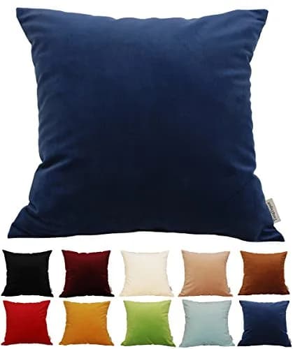 TangDepot Super Soft Velvet Throw Pillow Cover 14x14 Navy Blue | Luxurious Plush Texture for Home Comfort thumbnail 1