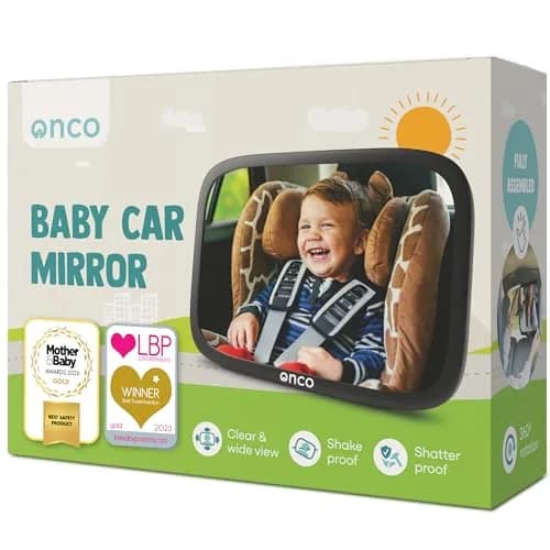 Onco Baby Car Mirror for Rear Facing Seats - Triple Award Winning, Non-Slip (1 Pack, Black) thumbnail 1