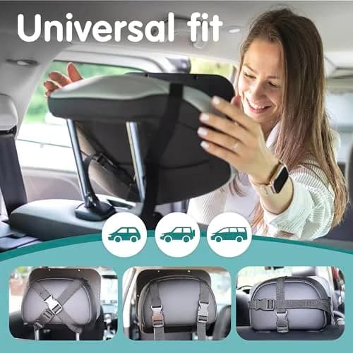 Onco Baby Car Mirror for Rear Facing Seats - Triple Award Winning, Non-Slip (1 Pack, Black) thumbnail 6
