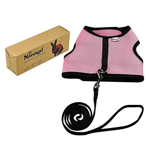 Niteangel Adjustable Soft Harness with Elastic Leash for Rabbits (L, Pink) | Escape-Proof Mesh Vest for Small Pets thumbnail 6