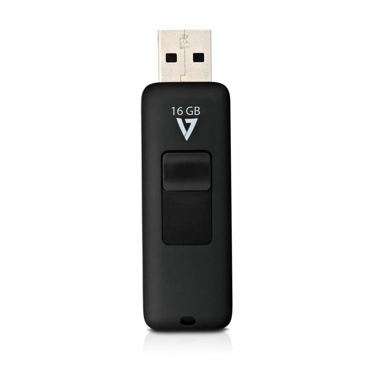 V7 16GB USB 2.0 Flash Drive with Retractable Connector, Black | 16GB (0.02 lb) — Black