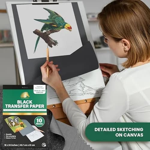 MyArtscape Graphite Transfer Paper 18" x 24" | 10 Black Waxed Sheets for Artists thumbnail 6