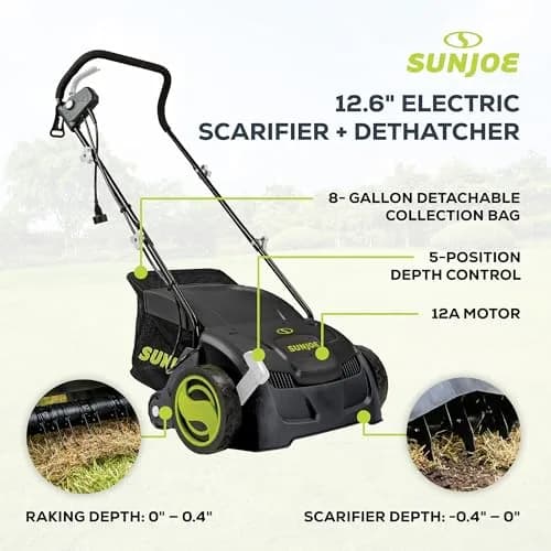 Sun Joe Electric Dethatcher & Scarifier 12.6-inch | 12-Amp Corded Lawn Care Tool thumbnail 3