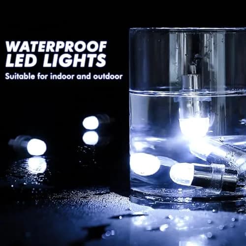 LIHAO 24x Battery Operated LED Party Lights Bulbs White 1.2cm x 3.5cm | Waterproof for Paper Lanterns & Balloons thumbnail 7