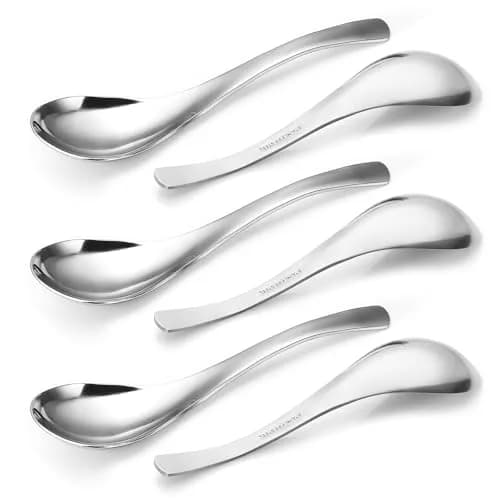 HIWARE Heavy-weight Soup Spoons, 18/8 Stainless Steel, 260ml (8.8 Fl Oz) Capacity, Set of 6 | Elegant Polished Design - main product image