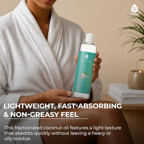 Pursonic Fractionated Coconut Oil 16 Oz | Unscented Carrier Oil for Skin & Hair thumbnail 6