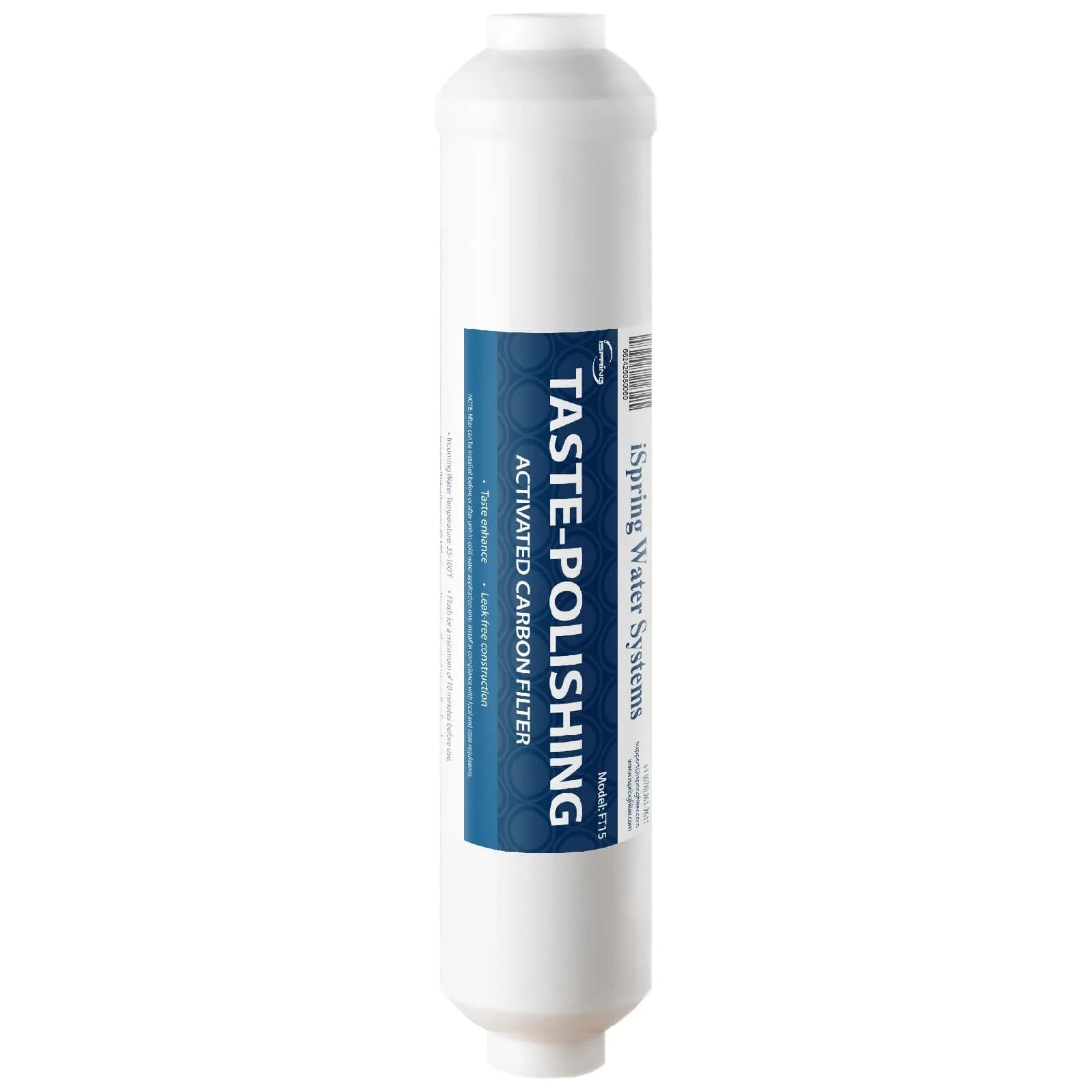 iSpring FT15 NSF Certified Post Carbon Water Filter Replacement 10" x 2" | 285 g (0.7 lb) | Compatible with RO Systems, Refrigerators, Ice Makers - main product image