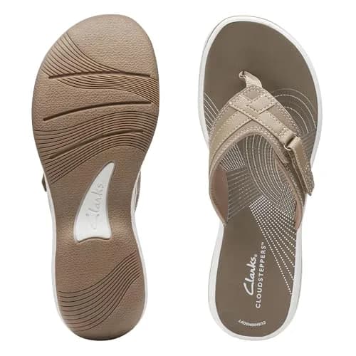 Clarks Women's Breeze Sea Flip-Flop 11 | Taupe Synthetic, Lightweight & Casual (70-120 chars) thumbnail 8