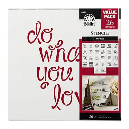 FolkArt Die Cut Paper Stencils E Phrases 12" x 12" | Reusable & Durable (70-120 chars) thumbnail 1