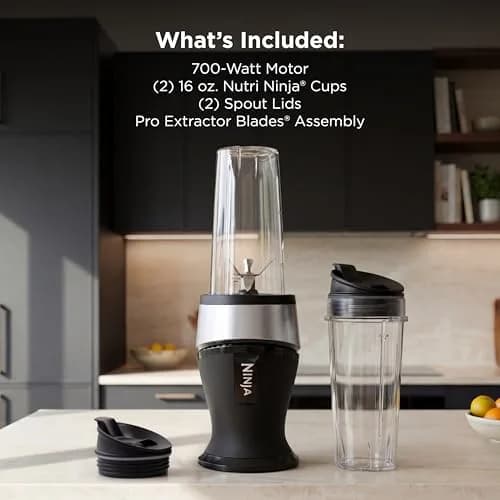 Ninja Fit Compact Personal Blender 700W 500ml (16oz) with 2 Cups & Lids | Powerful Pulse Technology for Smoothies & Shakes thumbnail 6