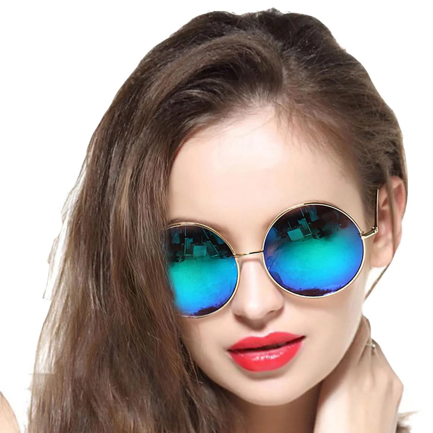 GEELOOK Round Sunglasses for Women Men Classic Oversized Mercury Lens | Polarized & Impact-Resistant — Blue