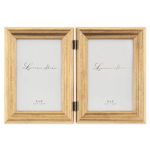 Lawrence Frames 4x6 Hinged Double Sutter Burnished Gold Picture Frame | Wall & Tabletop Display (70-120 chars) thumbnail 1