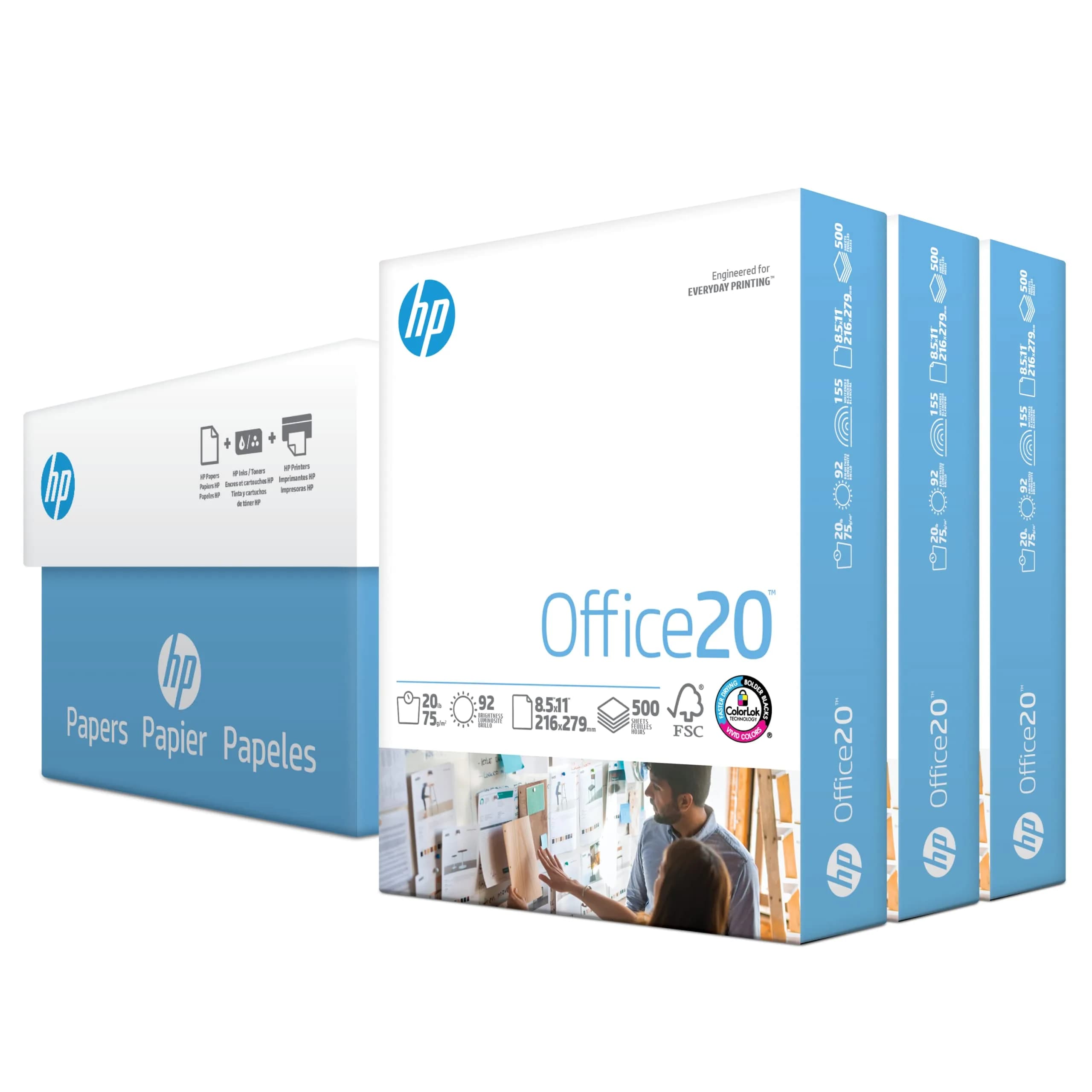 HP Papers Office 20 lb Letter Paper 2.27 kg (5 lb) | 1500 Sheets | 92 Bright | FSC Certified - main product image