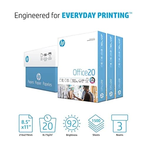 HP Papers Office 20 lb Letter Paper 2.27 kg (5 lb) | 1500 Sheets | 92 Bright | FSC Certified thumbnail 2