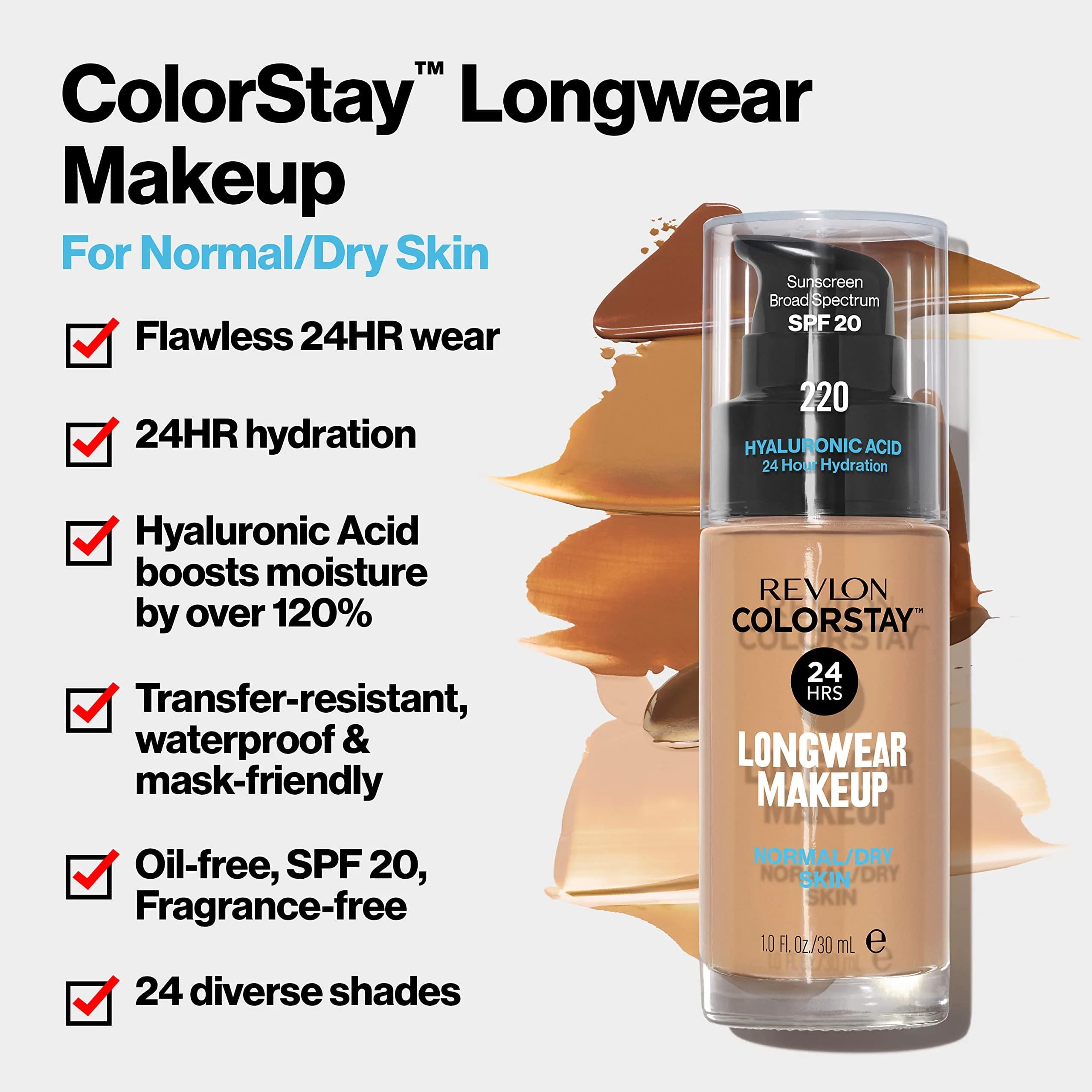 REVLON ColorStay 130 Porcelain Foundation for Normal/Dry Skin, 30ml with SPF 20 - view 3
