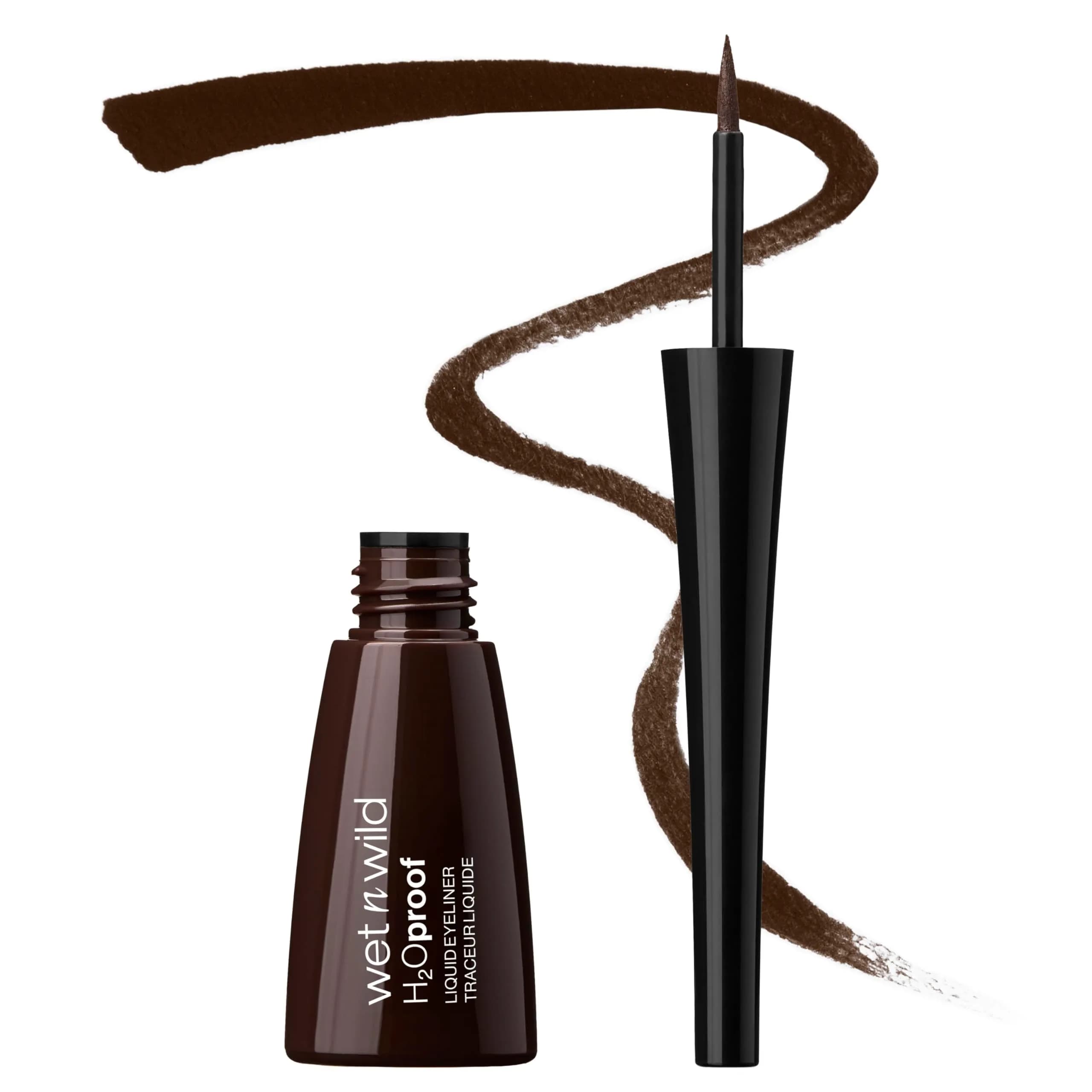 wet n wild H2O Proof Liquid Eyeliner Dark Brown | Waterproof & Smudge-Proof, Precise Brush Applicator - main product image