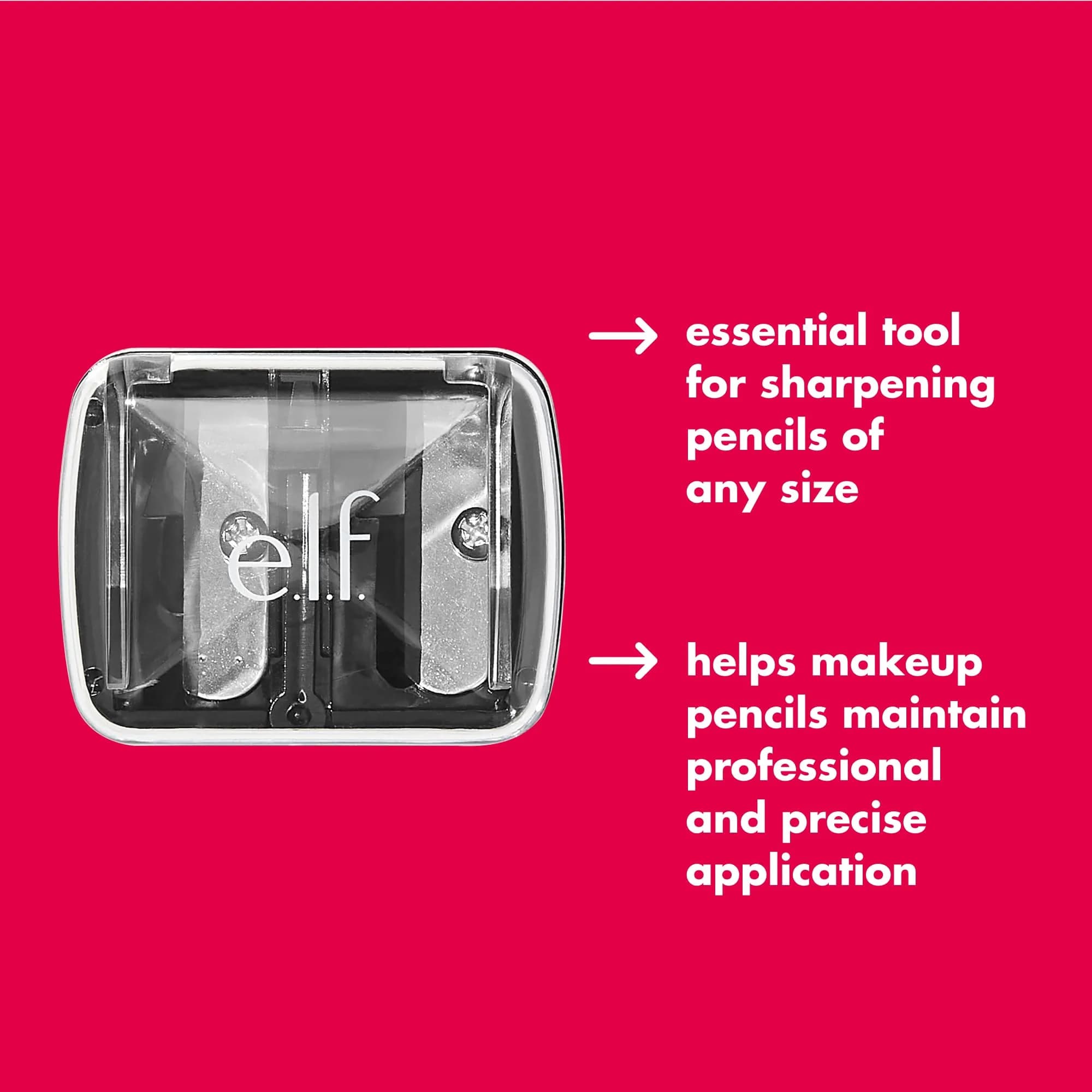 e.l.f. Dual-Pencil Sharpener with Shaving Catcher & Cleaning Pick | Compact Black - view 5
