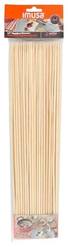 Imusa BAMBOO SKEWERS, Pale blonde | 12 inch natural bamboo skewers for grilling thumbnail 1