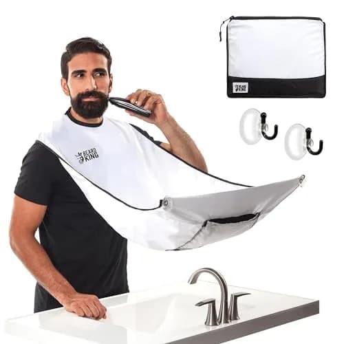 BEARD KING Beard Bib Apron - As Seen on Shark Tank – Gifts for Him, Stocking Stuffers for Men, Mens Gift, White | Adjustable, Reusable thumbnail 1