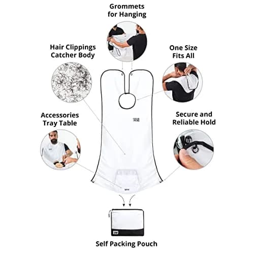 BEARD KING Beard Bib Apron - As Seen on Shark Tank – Gifts for Him, Stocking Stuffers for Men, Mens Gift, White | Adjustable, Reusable thumbnail 4