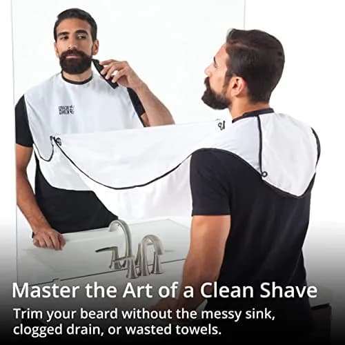 BEARD KING Beard Bib Apron - As Seen on Shark Tank – Gifts for Him, Stocking Stuffers for Men, Mens Gift, White | Adjustable, Reusable thumbnail 2