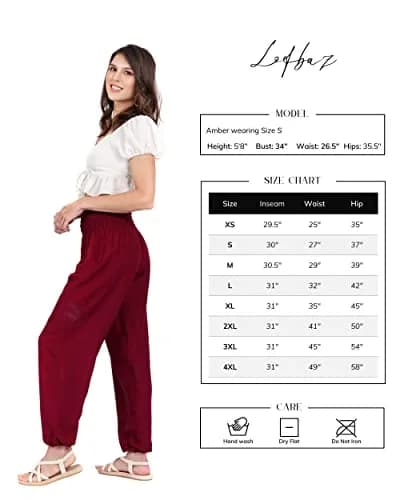 LOFBAZ Harem Pants for Women Yoga Boho Hippie Clothing Womens Palazzo Bohemian Pajama Beach Indian Gypsy Clothes Solid 1 Burgundy M | Flowy Wide Leg, Soft Rayon, Versatile Comfort thumbnail 4