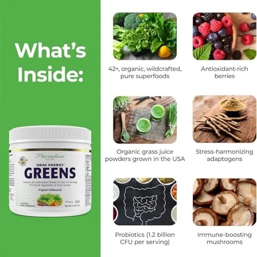 Paradise Herbs & Essentials ORAC Energy Greens Powder, 3.2 Ounce | Antioxidant & Superfood Support for Daily Wellness thumbnail 3