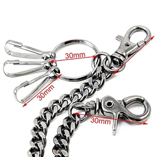 Double K Basic Strong Leash Biker Trucker Key Jean Wallet Chain (17") BLACK CS146 | Heavy Chrome Steel thumbnail 4