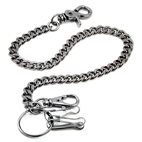 Double K Basic Strong Leash Biker Trucker Key Jean Wallet Chain (17") BLACK CS146 | Heavy Chrome Steel thumbnail 2