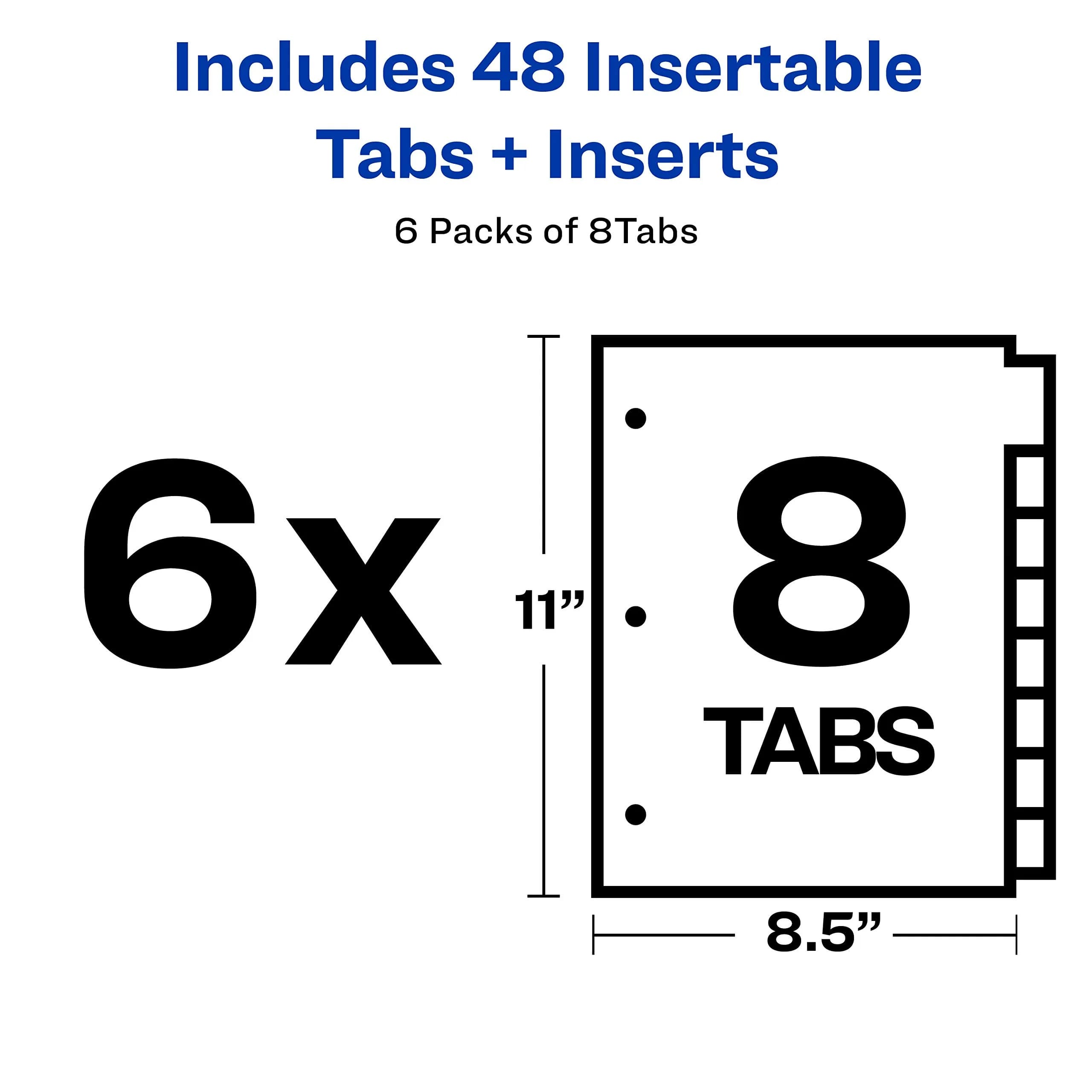 Avery 8-Tab Binder Dividers with Insertable Big Tabs, 6 Sets (48 Total Tabs) | Multicolor Tabs for Organization - view 3