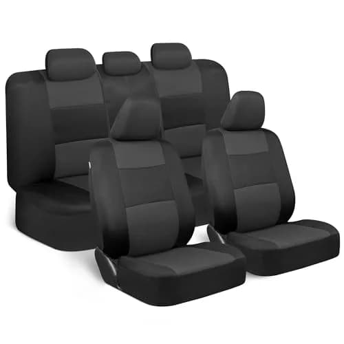 BDK PolyPro Car Seat Covers Full Set in Charcoal on Black | Universal Fit, Easy Install, All-Season Comfort thumbnail 1