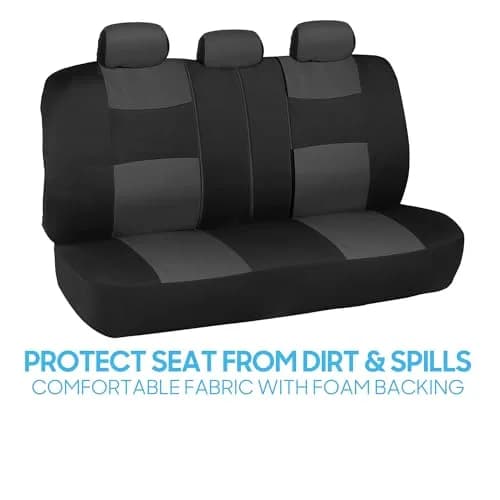 BDK PolyPro Car Seat Covers Full Set in Charcoal on Black | Universal Fit, Easy Install, All-Season Comfort thumbnail 7