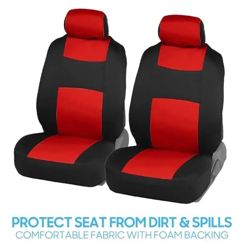 BDK PolyPro Car Seat Covers Full Set in Red on Black | Universal Fit, Breathable & Durable (70-120 chars) thumbnail 3