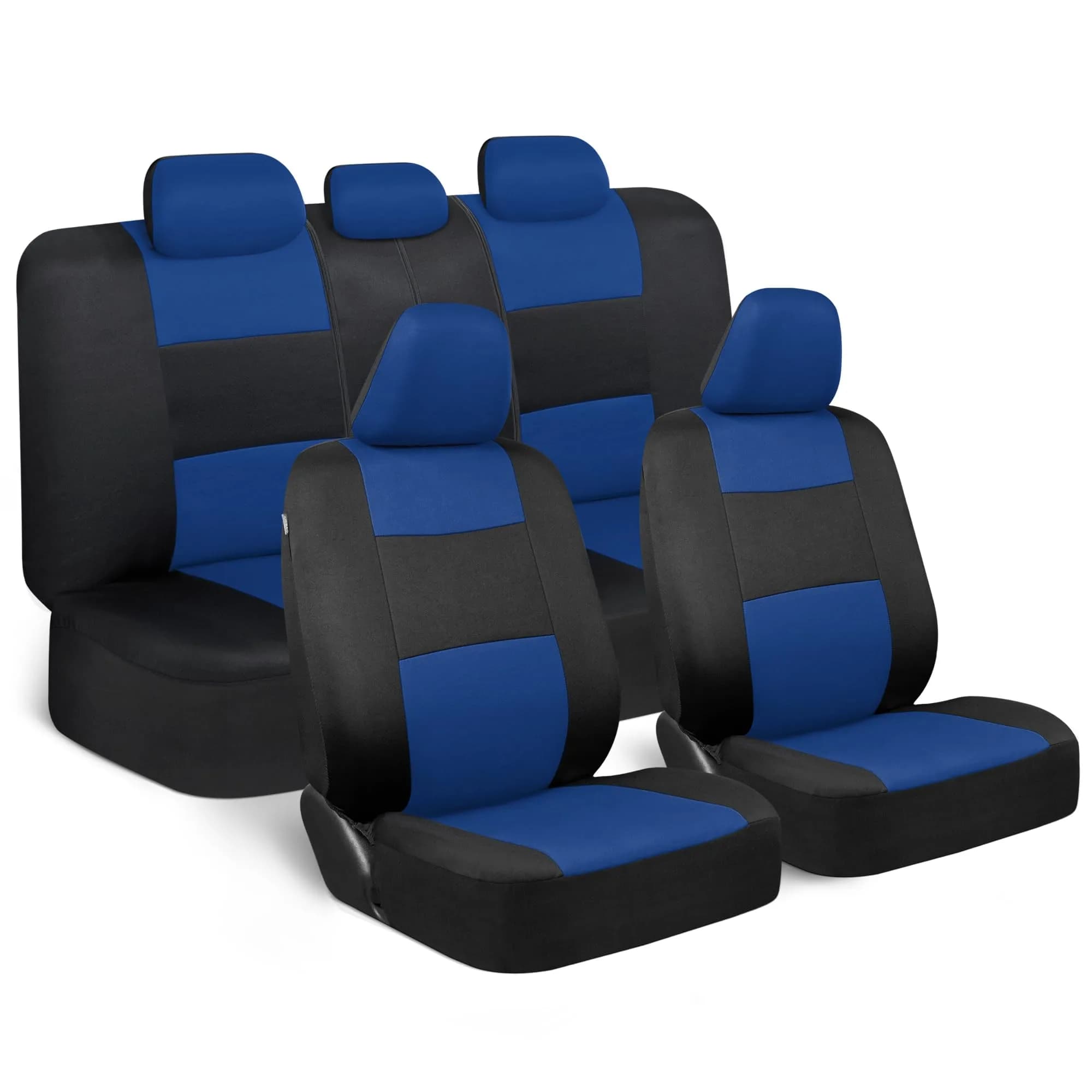 BDK PolyPro Car Seat Covers Full Set in Blue on Black | Universal Fit, Easy Install & All-Season Comfort
