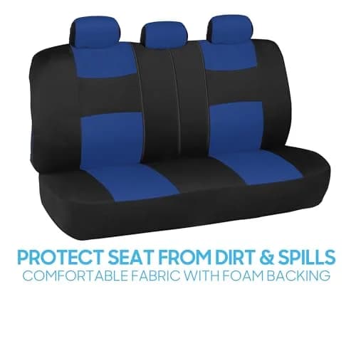 BDK PolyPro Car Seat Covers Full Set in Blue on Black | Universal Fit, Easy Install & All-Season Comfort thumbnail 7
